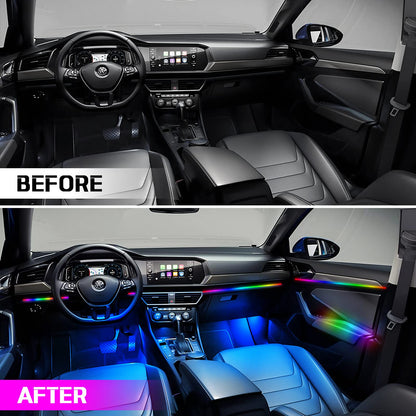 Dreamcolor Acrylic Interior Car Light 10 in 1 Automotive Ambient Light Kits with APP Control 16 Million Color 175 inches Fiber Optic Car LED Strip Light, RGB Music Sync Neon Light Kits