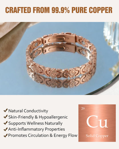 Jecanori Flower Copper Bracelets for Women, Effective Magnetic Therapy Bracelet for Women, Adjustable Copper Jewelry Gift