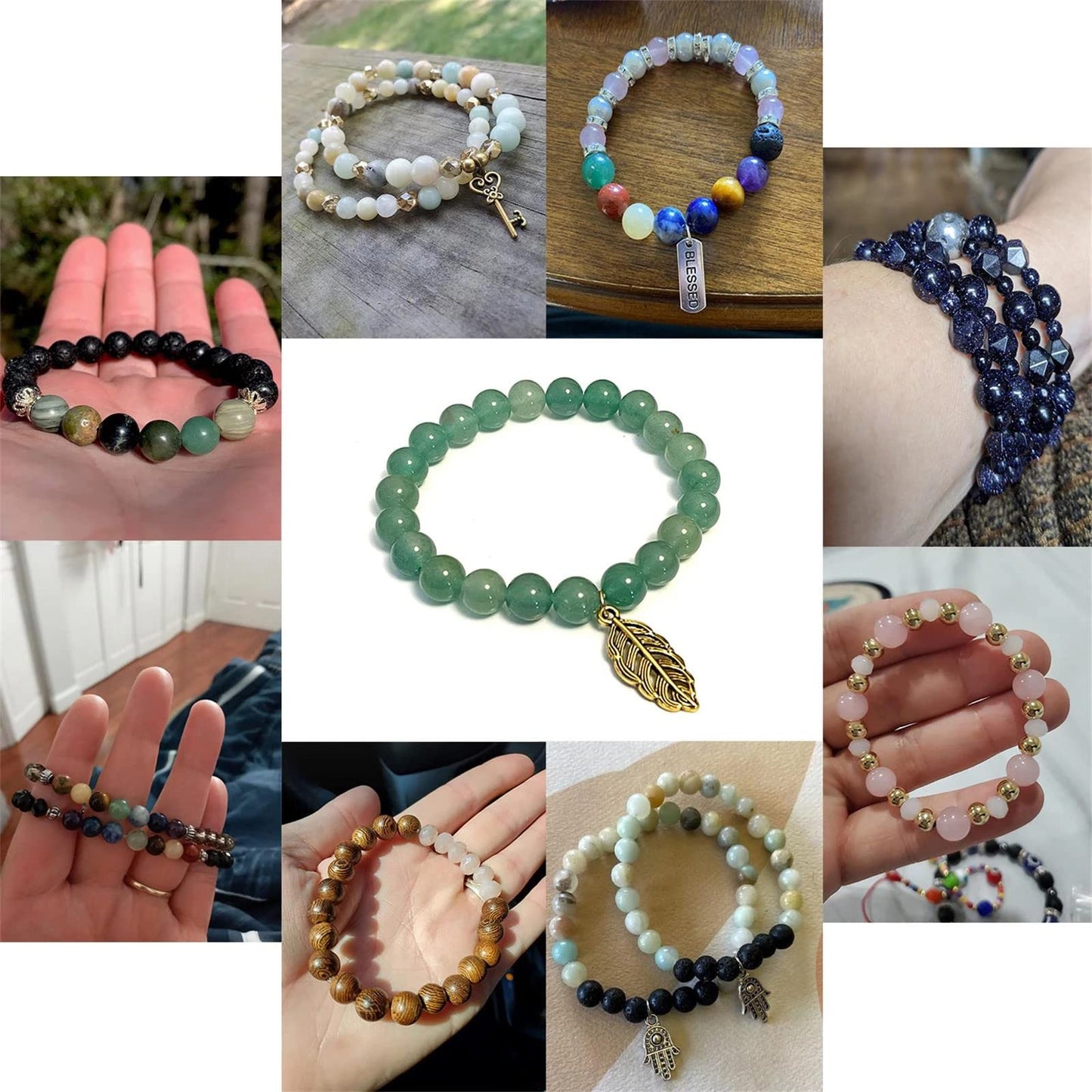 60PCS 6mm Starry Blue Sandstone Gemstone Beads Beads Natural Stone Round Loose Beads for Jewelry Making DIY Bracelet Necklace 15" Inch