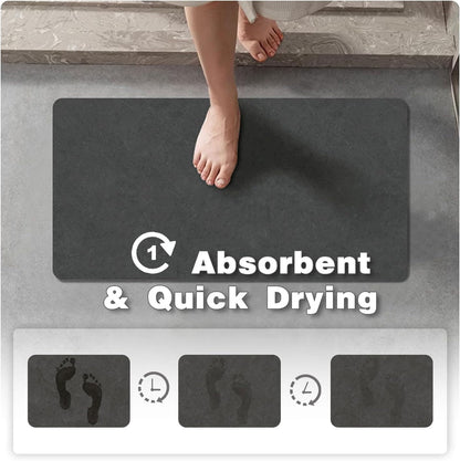TYUU Bath Mat, Bathroom Rugs Non Slip Washable Thin Absorbent Quick Dry Bath Mat Fits Under Door Bathroom Floor Mat Perfect for Bath, Shower, or Sink 16"x24" Dark Grey