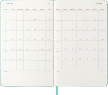 Moleskine Classic 18 Month 2025-2026 Weekly Planner, Hard Cover, Large (5" x 8.25"), Aquamarine, 208 pages