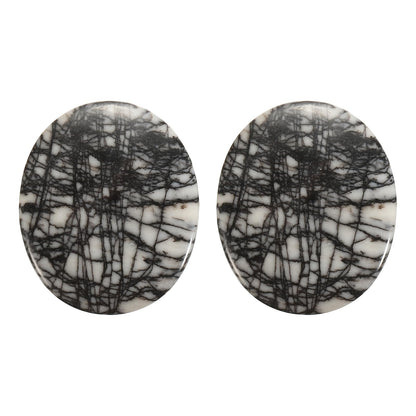 MECCANIXITY 2 Pcs Thumb Worry Stone for Anxiety, Black Net Stone Relief Crystals Hand Thumb Stones Pocket Gems Natural Polished for Yoga Meditation Relief