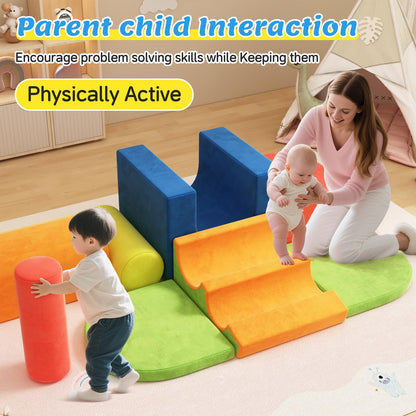 BabeNova 12-Piece Foam Climbing Blocks for Toddlers 1-3, Toddler Climbing Toys Indoor Soft Play Set, Kids Foam Climb Blocks with Tunnel, Steps, Rollers for Crawling, Montessori Indoor Play Gym