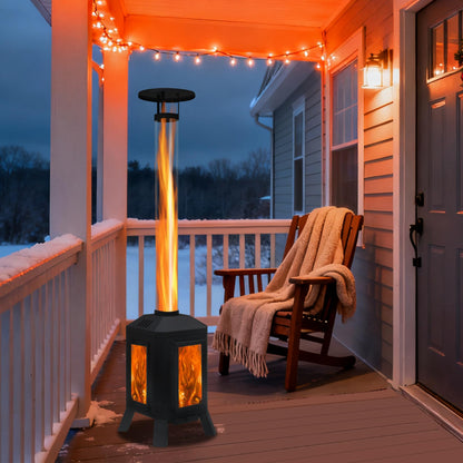 Beneouya Wood Burning Patio Heater with Glass Viewing Window, Glass Tube, Fire Pits for Outside Wood Burning, Outdoor Fire Pit for Backyard, Patio