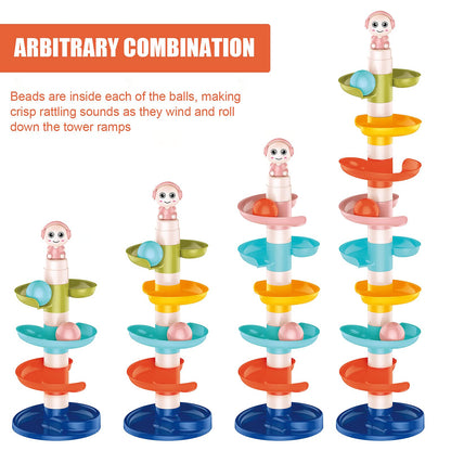 FUN LITTLE TOYS Ball Drop Toys for Toddler 1-3, 9 Layer Roll Swirling Ball Tower with 3 Balls, Ball Run Ramp for Baby Learning Development Educational Activities Toy Birthday Gift