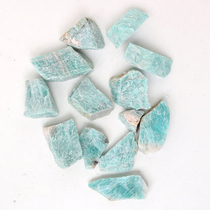 REAL-GEMS Natural Raw Healing Crystals Rough Stones for Tumbling, Cabbing, Polishing, Wire Wrapping, Wicca & Reiki Crystal Healing, Mix Gemstones,7 Chakra (Amazonite)