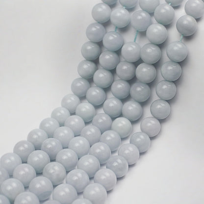 MJDCB Natural Round Aquamarine Gemstone Spacer Loose Beads Spacer Beads for DIY Jewelry Making Strand 15"