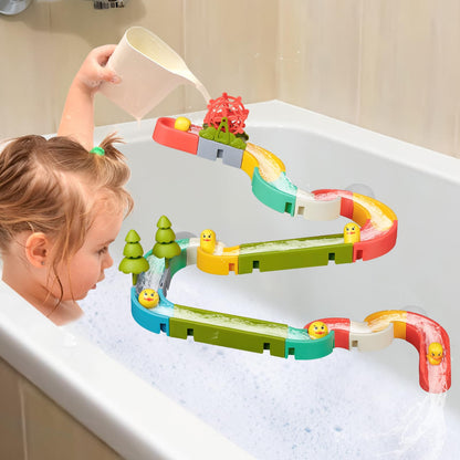 SOCBTNSO 38 PCS Duck Slide Toys, Bath Toys for Kids Ages 4-8, DIY Building Kit for Ages 5-7, Bathtub Time Birthday Gifts for Toddler 3 + Year Old