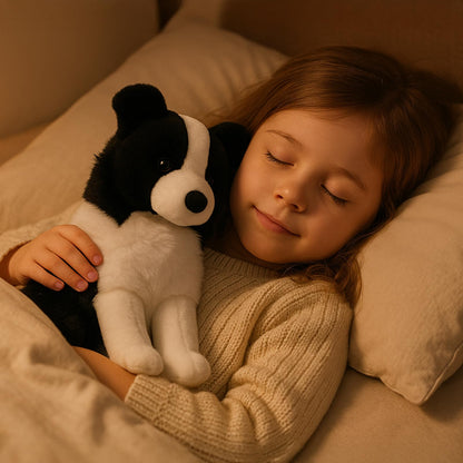 WEIGEDU Border Collie Stuffed Animal Plush Dog Toy, 12 Inch, Soft Realistic Black and White Puppy, Cuddly Farm Animal Plushie for Kids, Girls, Boys, Birthday