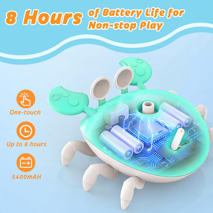 Water Table Pump, 5400mAh Rechargeable Crab Water Pump Toy for Kids age 1-3 with 8Hrs Play time, IP67 Waterproof, 3 Modes Spray 2 Flow Settings Outdoor Water Toys for Water Table, BathTubs, Pool