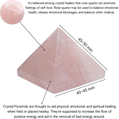 Amazing Gemstone Star Rose Quartz Pyramid Crystal Healing Stones - 2" Great Pyramid Figurine of Natural Stone Pyramid for Meditation, Reiki, Chakra Balancing and Crystal Pyramids Grid