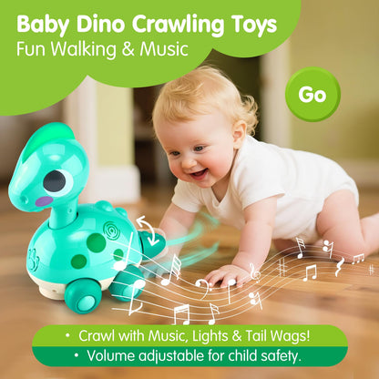 CubicFun Baby Toys 12-18 Months - Touch & Go Musical Light Tummy Time Infant Baby Crawling Toys 12 Months, Toddler Travel Toy for 1 Year Old Boy Birthday Easter Basket Stuffers