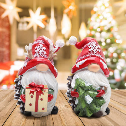 Hodao Christmas Resin Gnomes Handmade Christmas Resin Gnomes Holiday Present, Winter Table Christmas Tree Decorations Indoor and Display on Mantel or Window Sill
