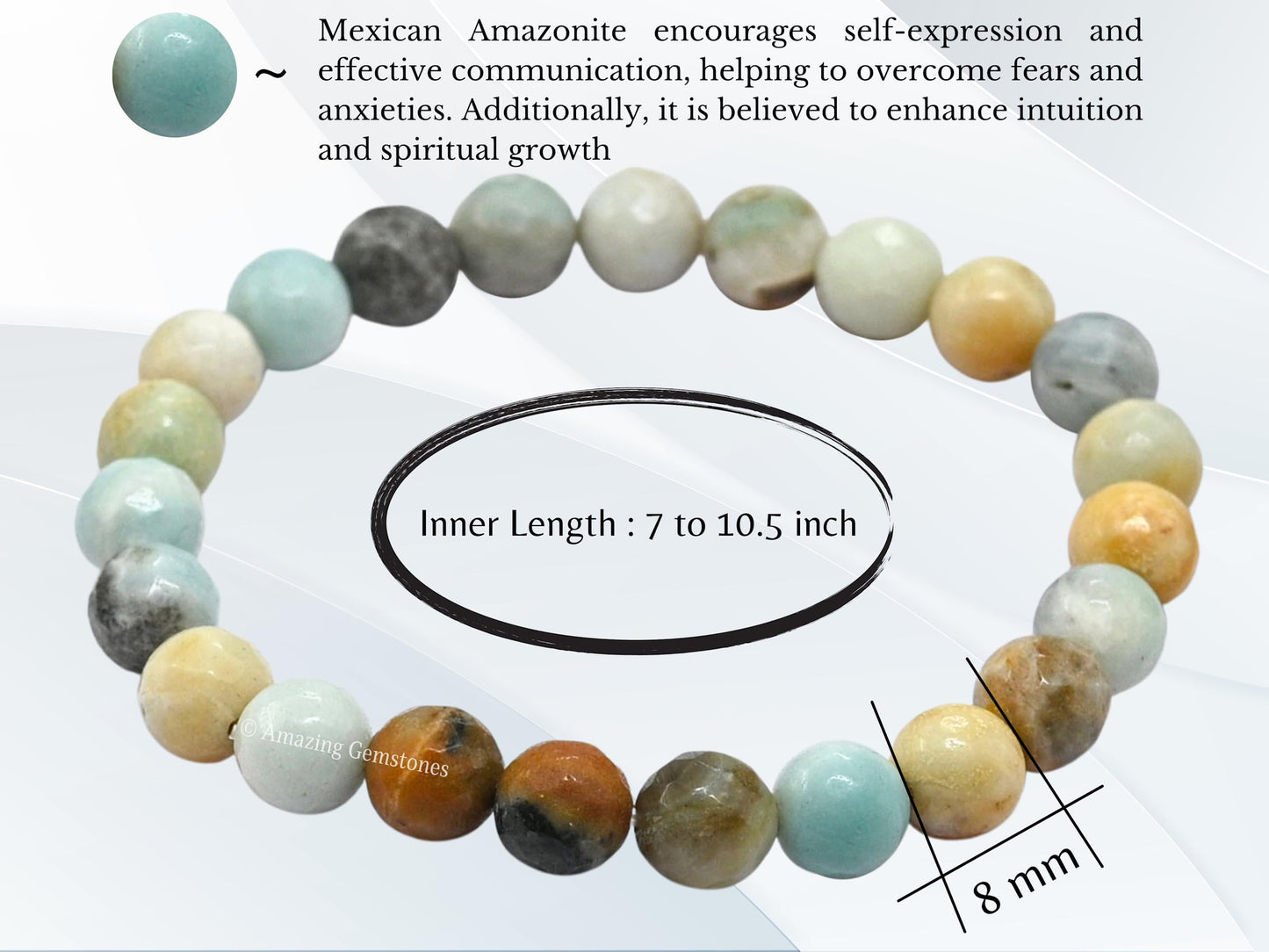 Amazing Gemstone Mexican Amazonite Bracelet for Women - Chakra Mens Bracelet Protection Crystals and Healing Stones - Blessing Bracelet Spiritual Meditation Gift (Faceted Beaded Bracelet)