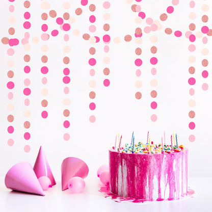 Hot-Pink Rose-Gold Party Decorations Garland - 52ft Wedding Bridal Shower Hanging Decoration Streamers Banner,Baby Girl Birthday Bachelorette Engagement Mohters Valentines Day Brunch Decor Panduola