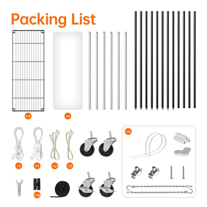 Bstrip Plant Shelf with Grow Light, Tall Grow Light Shelf, Plant Stand with 6 Pack 90W Full Spectrum Plant Lights for Indoor Plants, Seed Starting, Seed Tray, 35.4" Lx13.8 Wx70.8 H