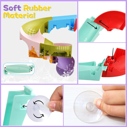 Fajiabao Toddler Bath Toys for Kids Ages 1-3 3-5 Bathtub Toys DIY Slippery Slide Track Fun Baby Shower Toys Birthday Gifts for Boys Girls Bath Time 1 2 3 4 5 6