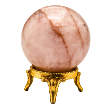 Amazing Gemstone Red Hematoid Quartz Crystal Ball with Stand - 2 Inches Crystal Sphere Meditation Balls for Witchcraft and Decorative Balls