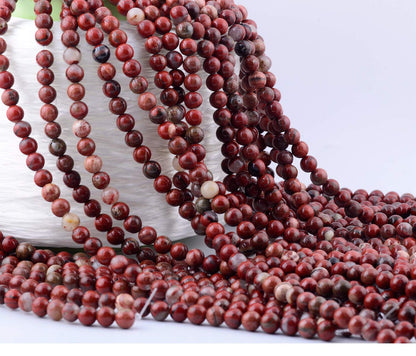 Natural Stone Beads 100pcs 10mm Round Red Jasper Genuine Real Stone Beading Loose Gemstone Hole Size 1mm DIY Charm Smooth Beads for Bracelet Necklace Earrings Jewelry Making (Red Jasper,10mm)