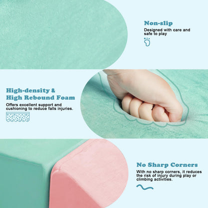 HHH HIKECUCAN Climbing Toys for Toddlers 1-3, Foam Climb Blocks for Baby，4-Piece Baby Climbing Crawling Toys Soft Foam Blocks Activity Play Set (4-Piece)