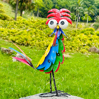 Natelf Outdoor Wacky Metal Rooster Yard Statue Decoration Roosters Decor Garden Statues Chicken Figurine Outside Decorations for Courtyard