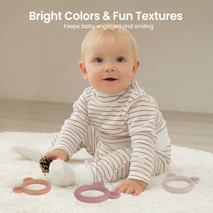 Eascrozn Baby Teething Toys 3-6 Months, Teethers for Babies 6-12 Months, Silicone Teething Ring Toys Easy to Grasp, Teething Relief for Baby Infant Toys, BPA Free