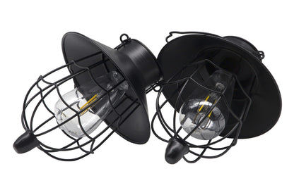 YAKii 2 Pack Solar Lantern Hanging Waterproof Outdoor Metal Solar Lamp with Warm White Light Decorate for Yard Garden Pathway Patio Porch Decor (Black)