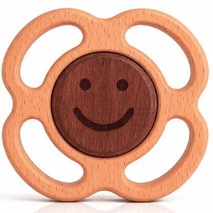 Wooden Baby Rattle & Teething Ring Flower | Natural Montessori Teething Toy Babies 0-3 3-6 6-12 Months | Non-Toxic Organic Hardwood Teether | Safe Sensory Toy Boys Girls | Baby Gift