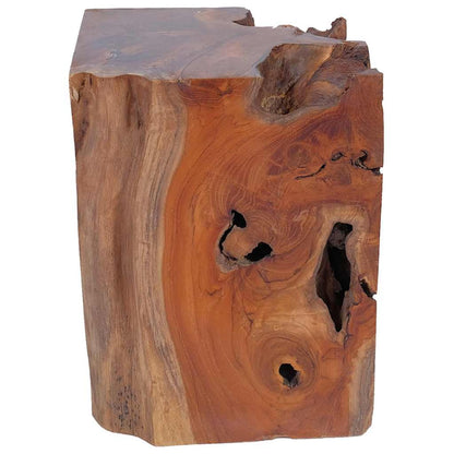 Tidyard Handmade Teak Wooden Stool with Rustic Charm, Unique Footrest or Side Table for Living Room 30 x 30 x 40 cm