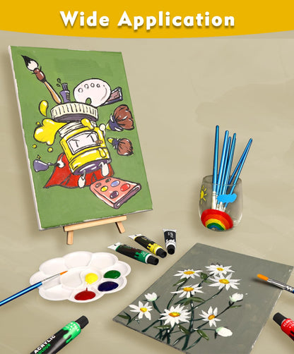 Colorful Acrylic Painting Kit - Paint Supplies Set with 24 Colors, 30 Brushes, 5 Canvases, 1 Pad, 2 Palette, 2 Sponge & 1 Wood Easel - Art Acrylic Paint Set for Beginners, Kids, Adults