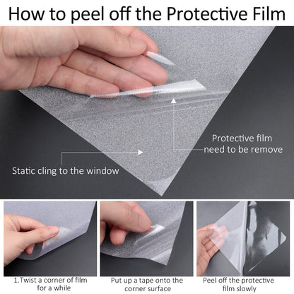 HIDBEA Frosted Window Privacy Film Heat Control UV Blocking, Static Cling Non-Adhesive Reusable Door coverings for Bathroom Home Office (Frosted 17.5 Inch x 6.5 Feet)