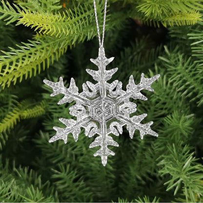 MIAO JIN Plastic Winter Snowflake Ornaments Xmas Tree Hanging Decorations for Christmas Tree Wedding Birthday Party Home Window Door Decorations,24PCS