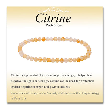 MASSIVE BEADS Natural Genuine Gemstone Beads Healing Crystal Chakra Reiki Jewelry Faceted Round Beads Bracelets (Citrine, 3mm)
