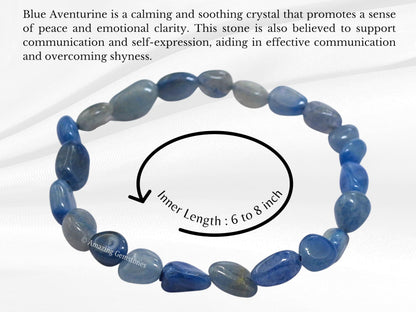 Amazing Gemstone Blue Aventurine Bracelet - Chakra Protection Mens - Aventurine Crystal Tumbled Stone Bracelet Gemstone Beaded Pulseras Para Hombres Mujer Christmas Stocking Stuffers