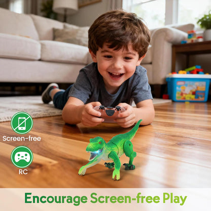 IQKidz RC Dinosaur Toy for Kids 3-5, Realistic Walking Tyrannosaurus Dino Robot for Boy and Girl, Small Electronic Pets as Gift for Toddlers Age 4 6 7 8 9 10-12 Year Old