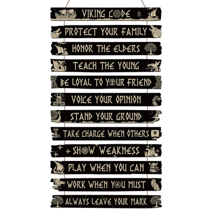 Thinkday Viking Wall Pediment Decor for Men Nordic Rune Wooden Wall Sculpture Art Vegvisir and Valknut Pagan Wood Plaque Set Celtic Rune Norse Pagan Wooden Medieval Mythology Hanging Art Sculpture