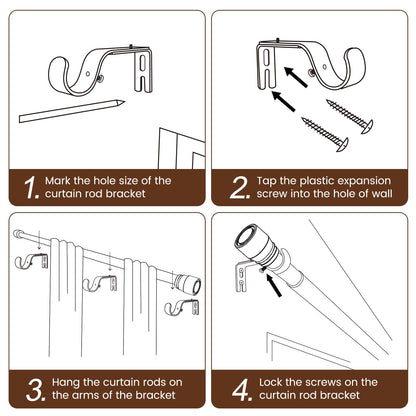 1” Diameter Curtain Rods Itself is 30 to 144 inch 1 Pack Fit 30-142 inch, 66 to 120 inch Window with Heavy Duty Adjustable Rod Matte Black Splicing Metal Extra Long Curtain Rod for Windows