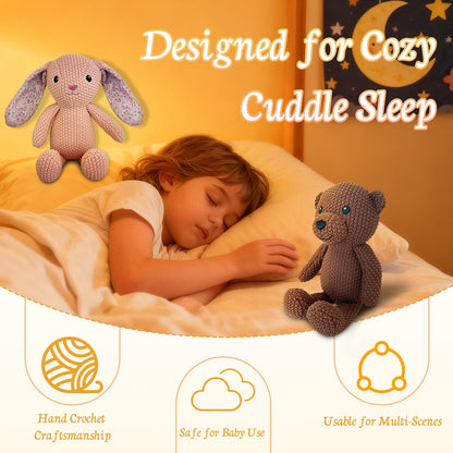 okegztoa Crochet Stuffed Animals for Kids 2-Pack - Rabbit & Bear, 10" Soft Cute Plush Toys, Hand-Knitting Cotton Thread Plush Animals, Ideal Birthday for Boys Girls Kids & Adults