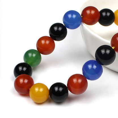 MJDCB AAA Natural Multicolor Agate Beads Round Colorful Stone Energy Healing Beads for DIY Necklace Bracelat Jewelry Making Strand 15" (4mm)
