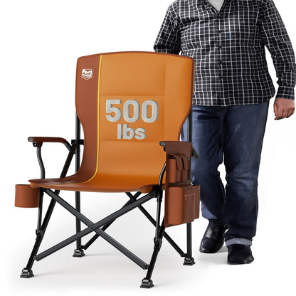TIMBER RIDGE Oversized Folding Camping Chair High Back Heavy Duty for Adults Support up to 500lbs with Cup Holder, Side Pocket Cooler Bag