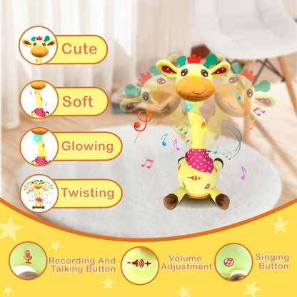 Hunfur Talking Dancing Giraffe Baby Toys for 3-18 Months, Singing Recording Repeats What You Say with Glowing Light, Funny Gift for Toddlers 1-3 Year Old, Boys Girls Tummy Time Toys