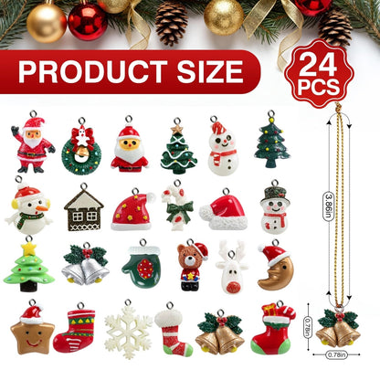 Naler 24PCS Mini Christmas Ornaments, Resin Design with Santa Claus, Snowman, Reindeer and More for Christmas Decoration