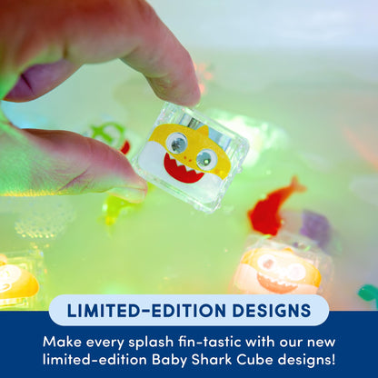 Glo Pals x Baby Shark Water-Activated Light-Up Cubes for Bathtime and Sensory Play - Includes 6 Reusable Light-Up Cubes - Sensory Bath Toys and Glowing Bath Cubes for Kids and Toddlers