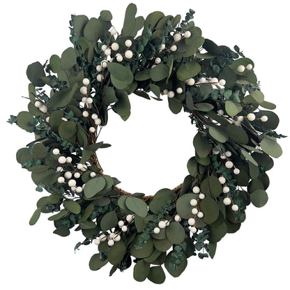 YIYSONRK 26" Preserved Eucalyptus Wreath for Front Door Large Wreaths Natural Eucalyptus Real Touch Everlasting Summer/Spring/Fall Wreath Fresh Green Environmentally Friendly Decor for Home