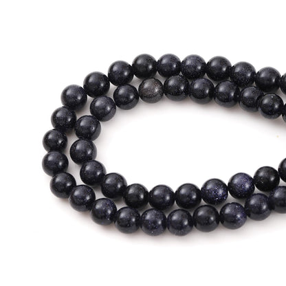 8mm 45pcs DIY Natural Blue Sandstone Stone Beads Round Healing Crystal Gemstone Loose Beads for Jewelry Making Handmade Bracelet Necklace