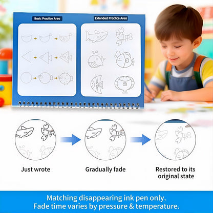 SYHHSEEG Magic Grooved Writing Practice Books for Kids 3-8, Reusable Groove Handwriting Tracing Books with Disappearing Ink, Preschool Kindergarten Homeschool Classroom Supplies (6 PACK)