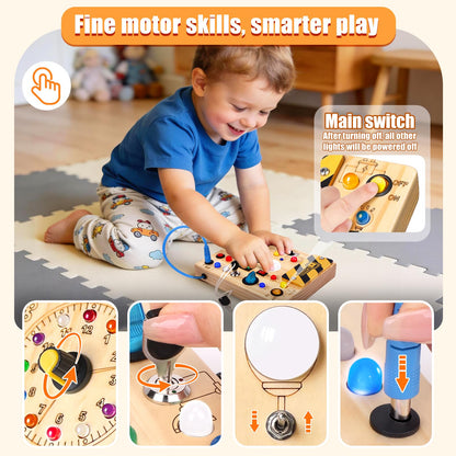 Konijiwa Busy Board - Montessori Toys for 1-3 Years Old Boys & Girls | Sensory Toys for Kids with Autism | Toddlers Learning Activity for Early Development (Busy Board v2)