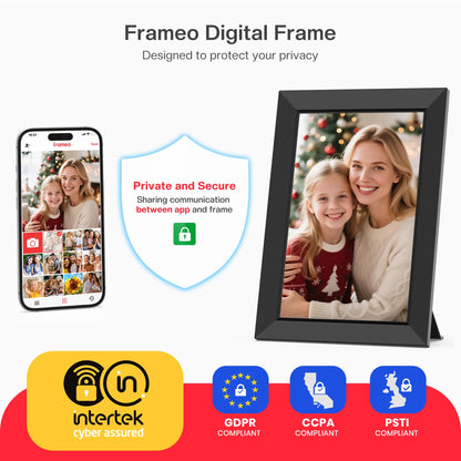 Frameo 10.1 Inch WiFi Digital Picture Frame, Smart Cloud Electronic Photo Frame with HD IPS Touch Screen Slideshow 32GB Memory Auto-Rotate Wall Mount, Share Photos/Videos from Phone - Gifts for Mom