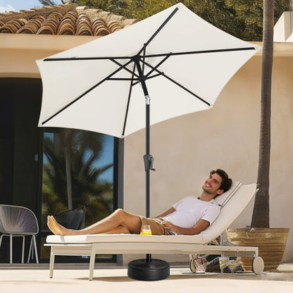 FLAME&SHADE 7.5ft Patio Umbrella - Outdoor Umbrella with Push Button Tilt and Crank for UV Protection, Table Market Umbrella for Garden, Deck, Backyard, Pool and Beach(Ivory)
