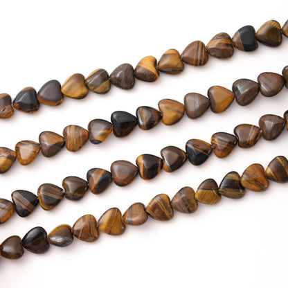 Natural Heart Shaped Tiger Eye Stone Beads 10mm Loose Crystal Healing Beads for DIY Necklace Bracelet Making Gemstone Craft Supplies